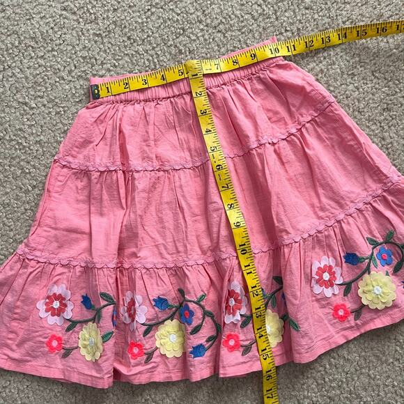 Mini Boden Girls Pink Tiered Skirt Floral Embroidered Size 6-7Y - Picture 5 of 6